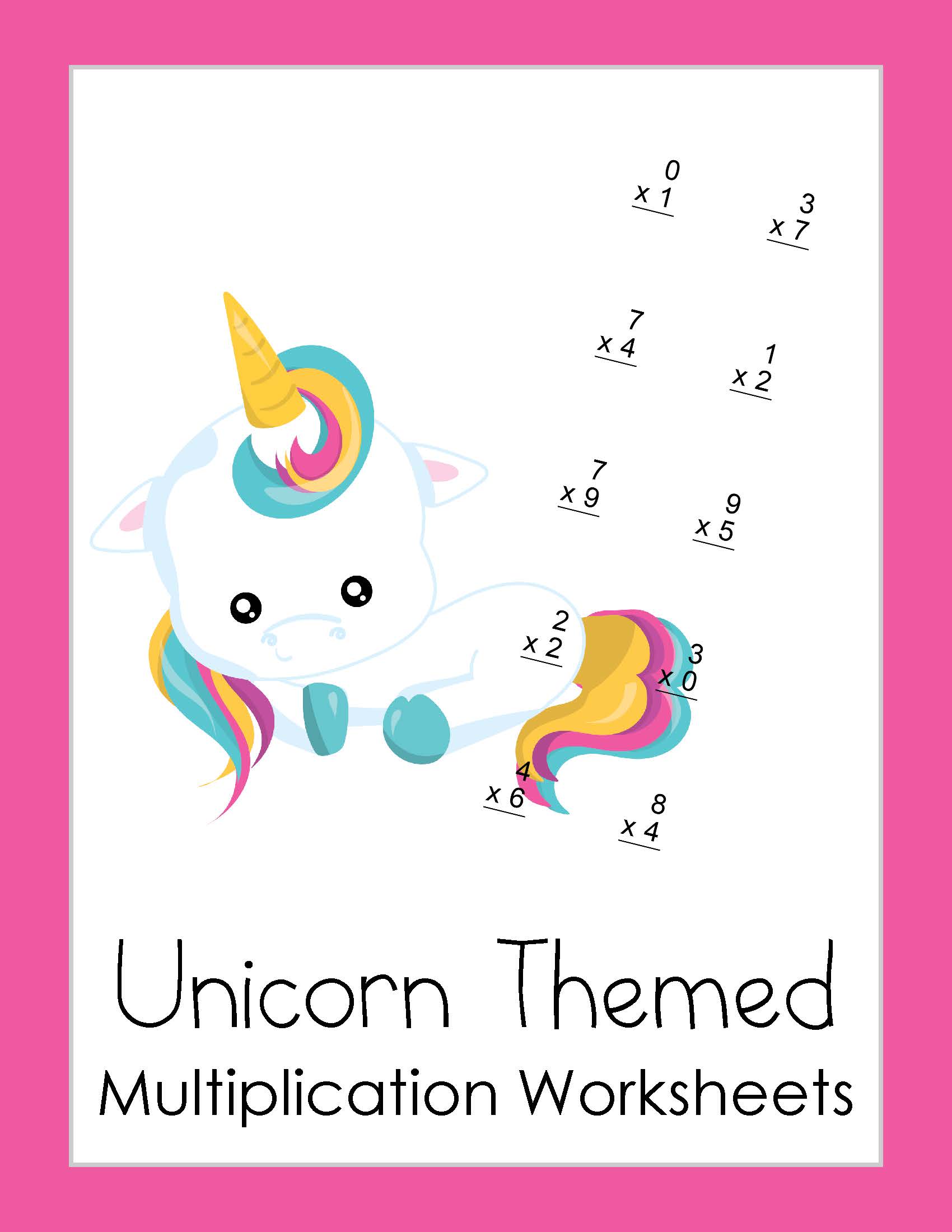 free multiplication worksheets unicorn theme printable