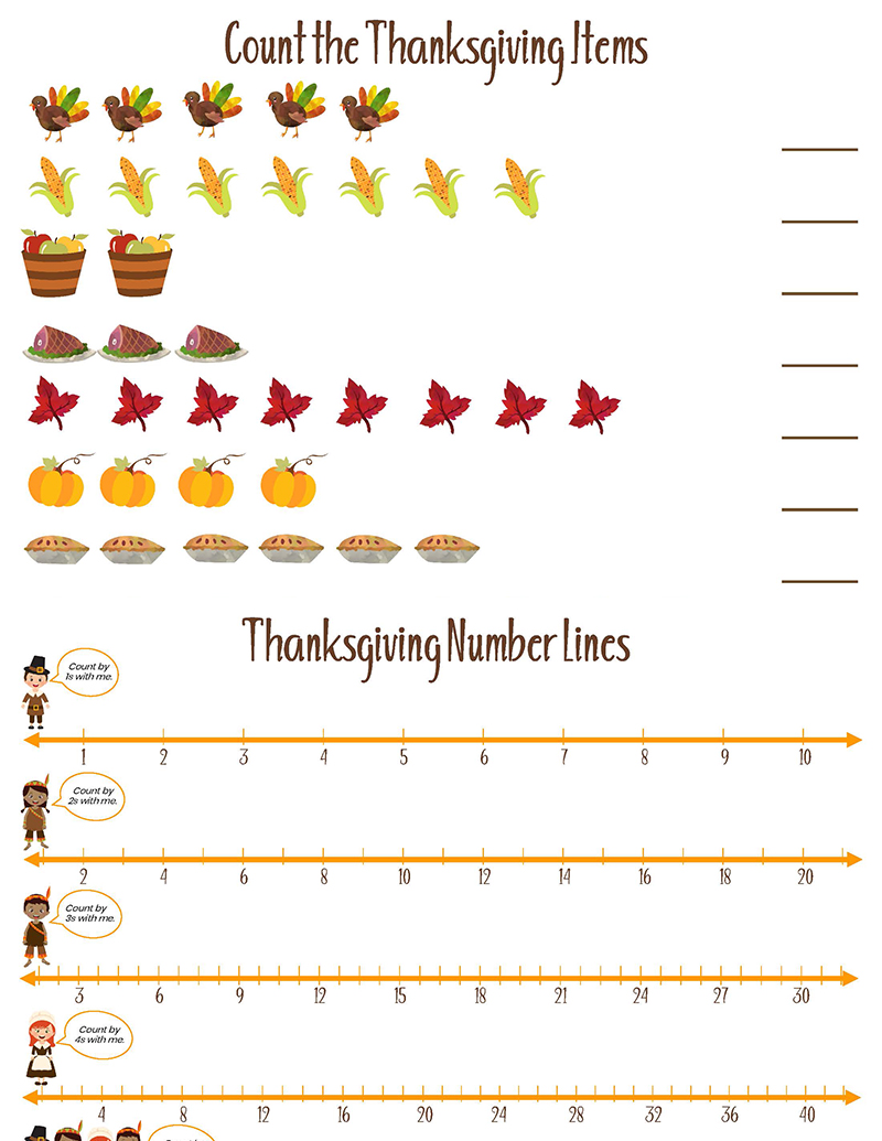 Thanksgiving Learn to Count Activity Pack - With Printables
