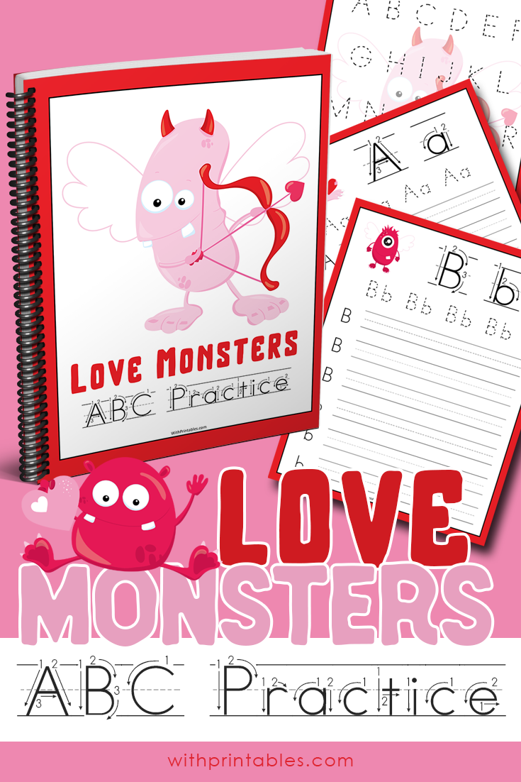 Valentine's Day Printable Worksheets -- perfect handwriting worksheets for VDAY and February. These Love Monsters Handwriting Worksheets are adorable and fun! Valentine's Day printables for kindergarten.