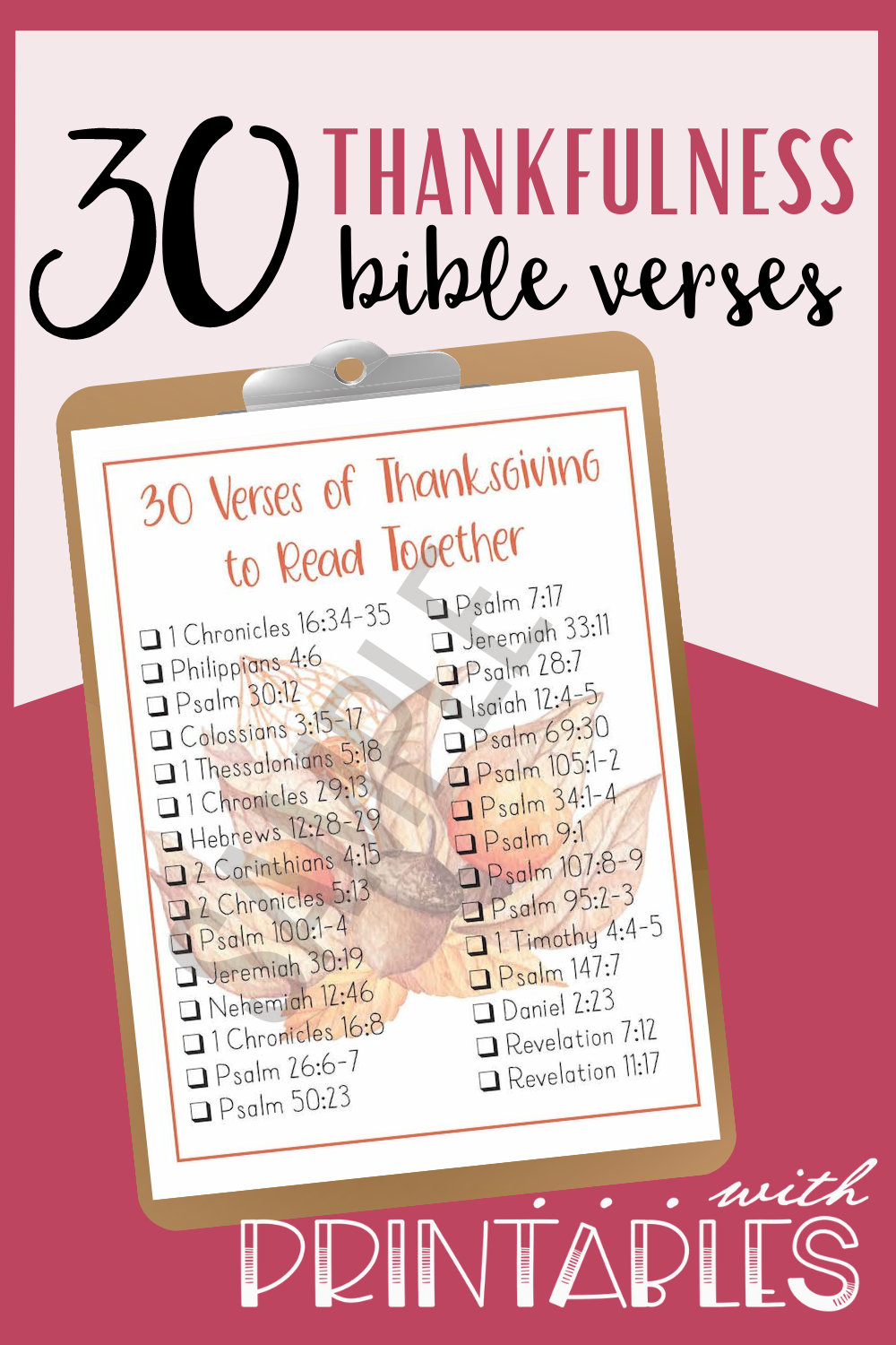 Free Printable Bible Verses about Thanksgiving